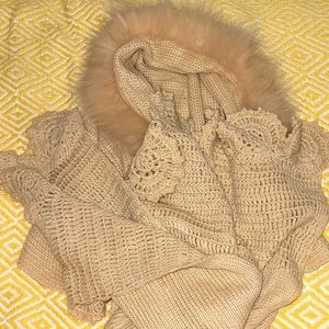 Vintage scarf with genuine fur.